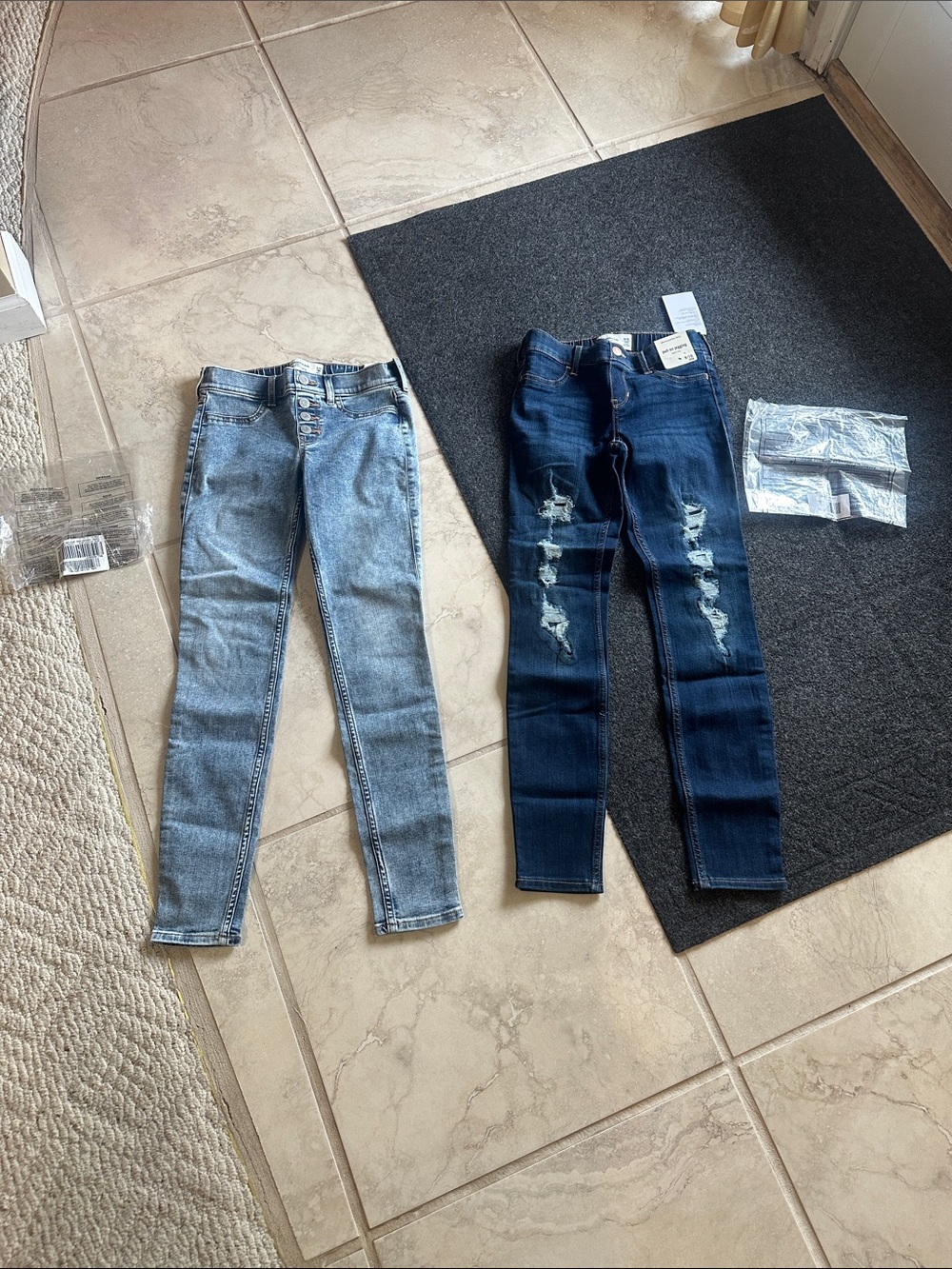 Abercrombie kids pull on jeggings Duo — Light Blue & Dark Blue Mid-Rise - NWT